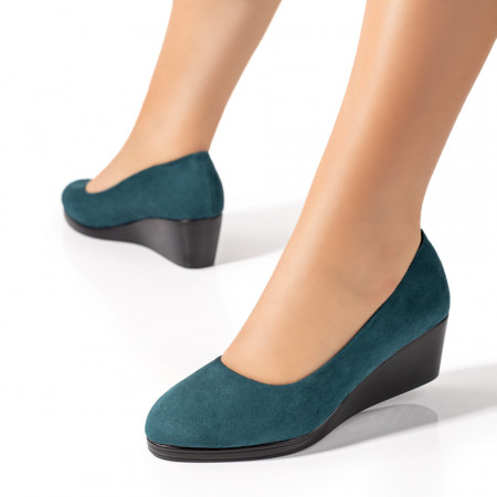 Oferta zilei, Pantofi dama casual cu platforma verzi suede ZEF01679 - zeforia.ro