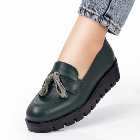 Pantofi dama, Pantofi dama casual verde din Piele naturala ZEF03573, zeforia.ro