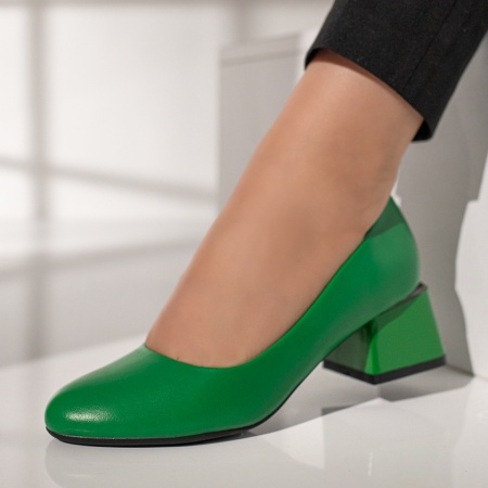Pantofi dama, Pantofi dama cu toc gros verzi MOD12112, modlet.ro