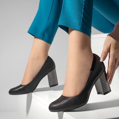 Pantofi dama cu toc negri MOD02830, 2, modlet.ro