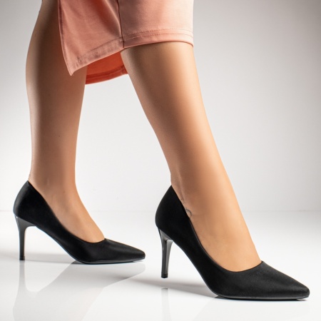 Pantofi Stiletto, Pantofi dama cu toc negri MOD12123, modlet.ro