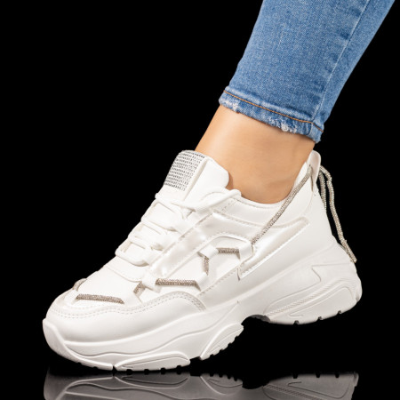 Adidasi dama, Pantofi dama sport cu siret albi MOD10358, modlet.ro