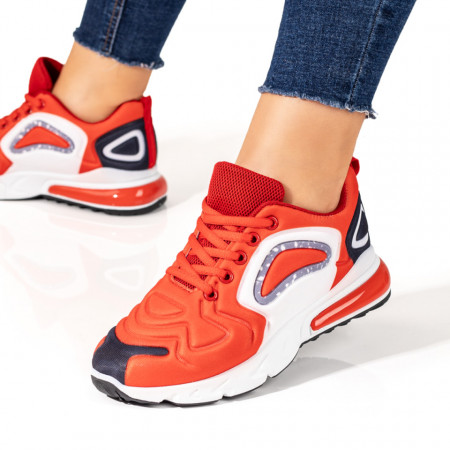 Plateste Jumatate!, Pantofi dama sport rosii cu alb si negru MOD10176, modlet.ro