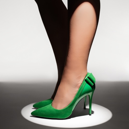 Pantofi dama Stiletto cu toc subtire si funda verzi suede MOD06158, 4, modlet.ro
