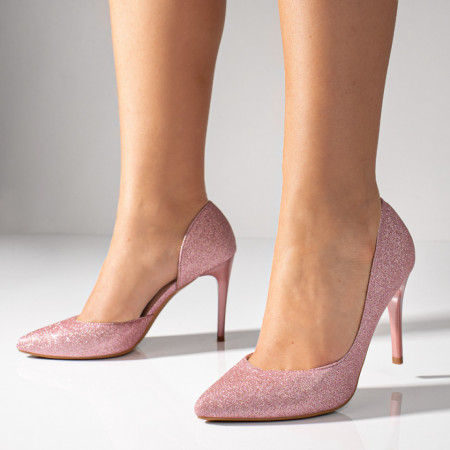 Pantofi dama Stiletto roz glitter MOD03727, 3, modlet.ro