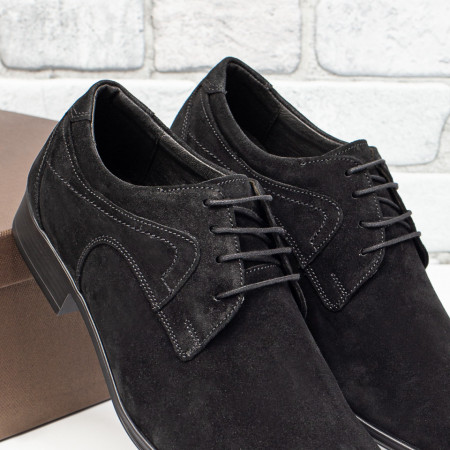 Pantofi eleganti barbati negri suede din Piele naturala MOD03547, 4, modlet.ro