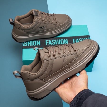 Pantofi sport barbati cu siret si talpa groasa khaki MOD13954, 4, modlet.ro