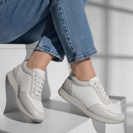 Pantofi sport dama cu siret albi MOD13213, 4, modlet.ro