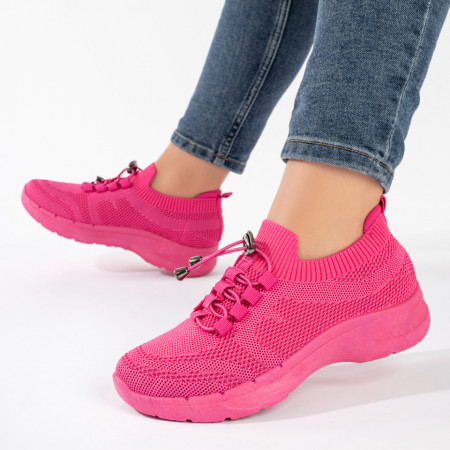 Pantofi sport dama cu siret elastic roz inchis MOD11170, 4, modlet.ro