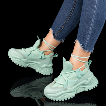 Adidasi dama, Pantofi sport dama cu siret gros verzi MOD10439, modlet.ro