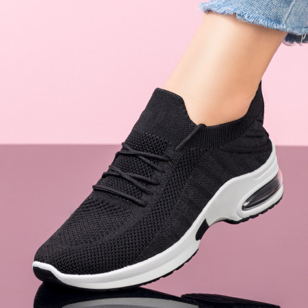 Oferta zilei, Pantofi sport dama cu siret negri MOD08320, modlet.ro