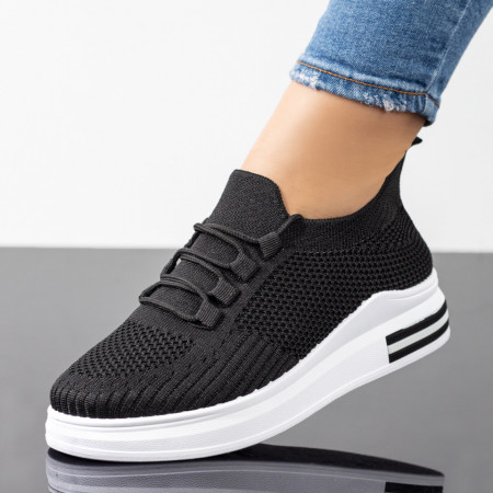 REDUCERI INCALTAMINTE, Pantofi sport dama cu siret negri MOD08700, modlet.ro