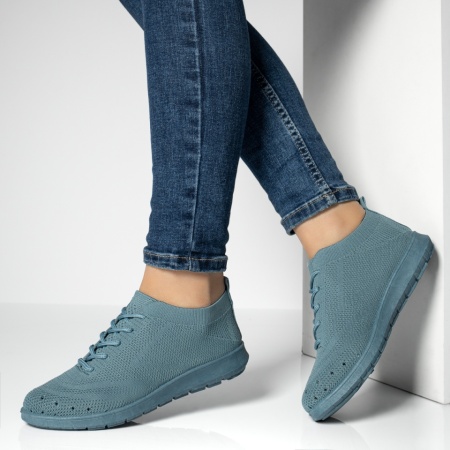 Adidasi dama, Pantofi sport dama cu siret si perforatii albastri MOD13054, modlet.ro