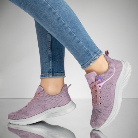 Adidasi dama, Pantofi sport dama cu siret si talpa groasa mov MOD13220, modlet.ro