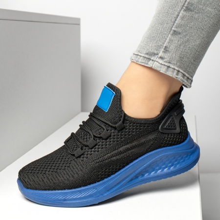 Pantofi sport dama cu talpa groasa negru cu albastru ZEF13184, 3, zeforia.ro