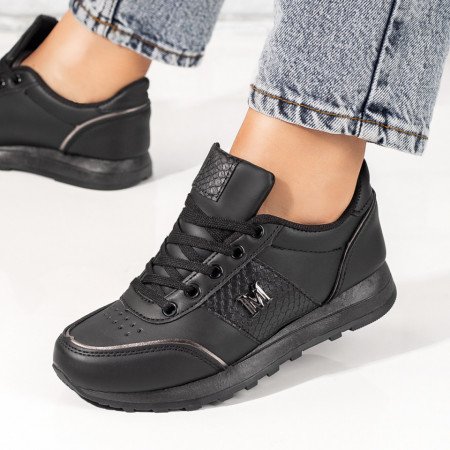 Plateste Jumatate!, Pantofi sport dama negri cu siret MOD09935, modlet.ro