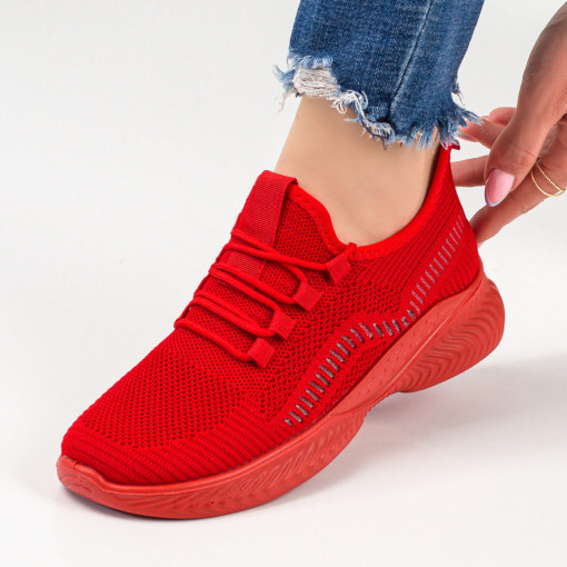 Pantofi sport dama rosii din material textil MDL03774