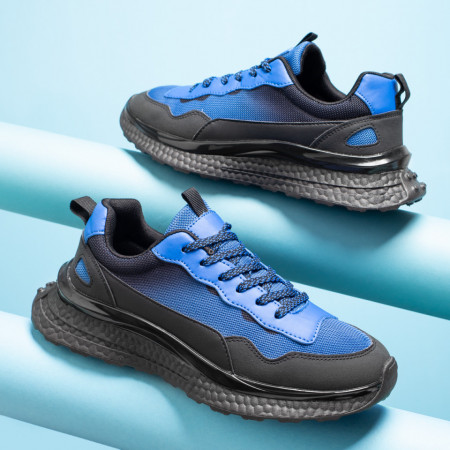 Pantofi sport negri cu albastru barbati MOD10191, 3, modlet.ro