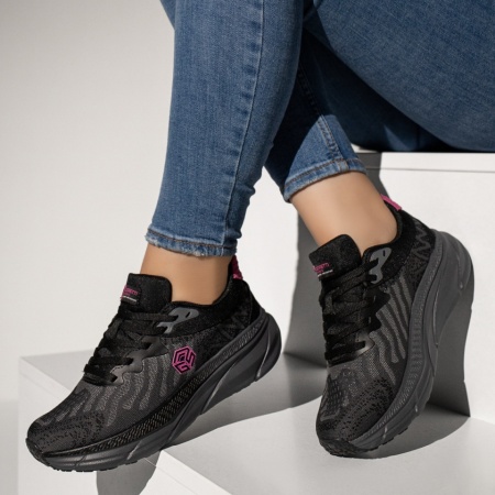 Pantofi sport negri cu siret si talpa groasa ZEF13457, 4, zeforia.ro
