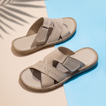Papuci barbati casual bej din Piele naturala MOD13789, 3, modlet.ro
