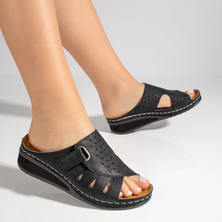 Papuci dama cu platforma si scai negri MOD09237, 4, modlet.ro