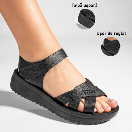 Sandale cu platforma dama negre ZEF11342, 3, zeforia.ro