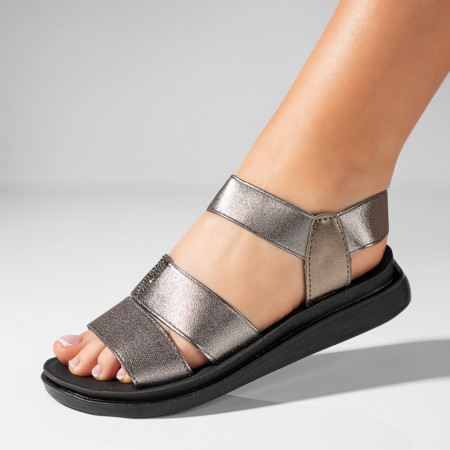 REDUCERI INCALTAMINTE, Sandale cu talpa joasa dama cu bareta elastica gri MOD04354, modlet.ro