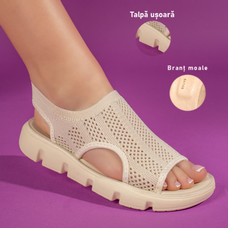 Sandale dama bej cu talpa joasa DORA16, 3, modlet.ro