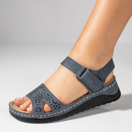 Sandale dama cu platforma mica si inchidere cu scai albastre ZEF11449, 4, zeforia.ro