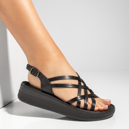 Sandale dama cu platforma negre cu bareta MOD13681, 3, modlet.ro