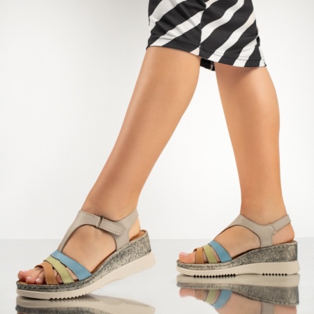 Sandale dama cu platforma si bartea bej din Piele naturala ZEF13631, 3, zeforia.ro