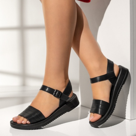 Sandale dama cu talpa groasa negre MOD03881