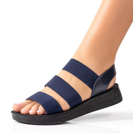 Incaltaminte dama, Sandale dama cu talpa joasa si barete elastice albastre MOD09211, modlet.ro
