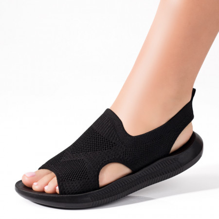 Sandale joase dama, Sandale dama negre din material elastic MOD09322, modlet.ro