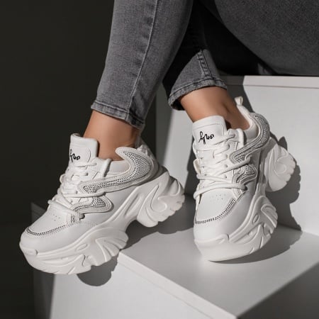 Sneakers dama albi cu siret si talpa groasa ZEF11730, 3, zeforia.ro