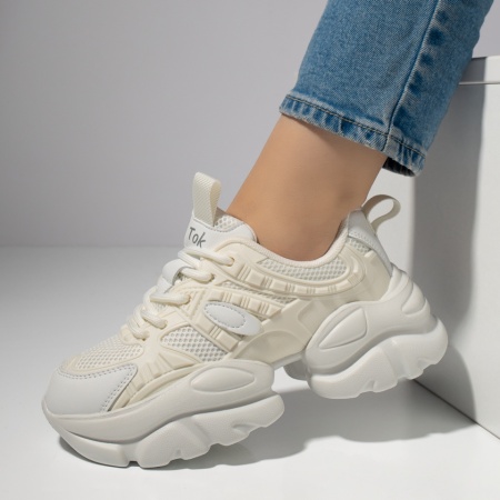 REDUCERI INCALTAMINTE, Sneakers dama albi MOD12223, modlet.ro