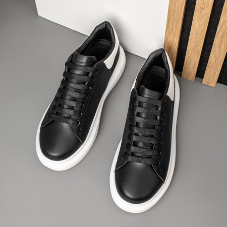 Adidasi barbati, Tenisi barbati cu siret negru cu alb MOD14024, modlet.ro