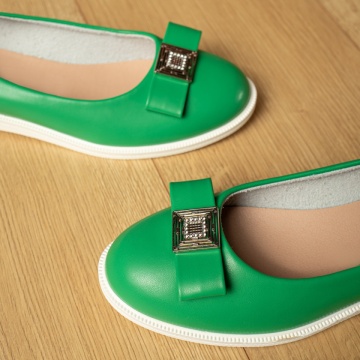 Balerini dama cu accesoriu metalic verzi MOD11013, 2, modlet.ro