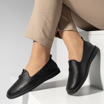 Balerini dama cu perforatii negri MOD14296