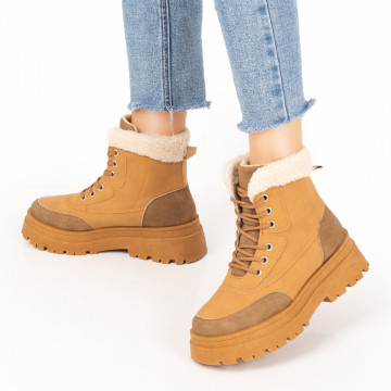 Bocanci cu talpa groasa dama khaki cu maro MOD07724, 2, modlet.ro