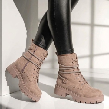 Reduceri bocanci dama, Bocanci dama cu accesoriu detasabil khaki suede MOD10710, modlet.ro