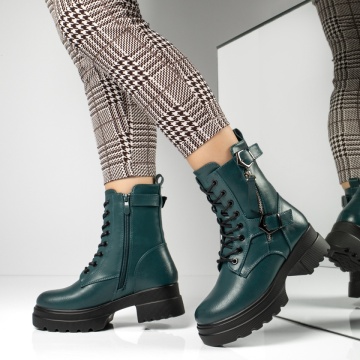 Bocanci dama cu siret si catarama verzi MOD12627, 1, modlet.ro