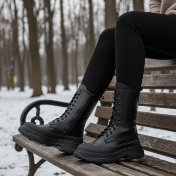 Bocanci dama negri cu siret si fermoar MOD01992, 2, modlet.ro