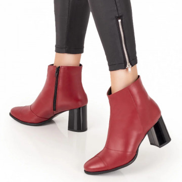 Botine cu toc dama visinii din Piele naturala MOD07544, 4, modlet.ro