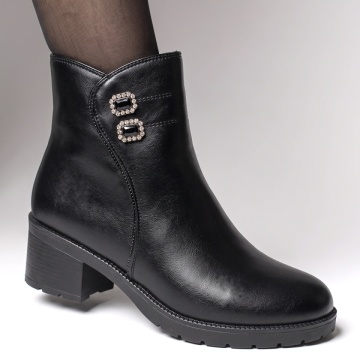 Botine dama cu accesoriu decorativ negre LILI37, 3, modlet.ro