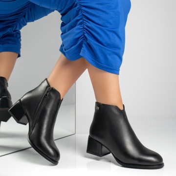Botine dama cu toc gros negre MOD12645, 3, modlet.ro
