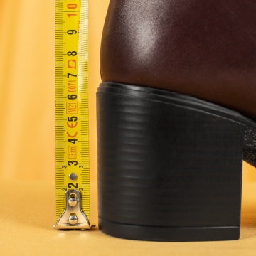 Botine dama cu toc gros visinii din Piele naturala MOD05610, 4, modlet.ro