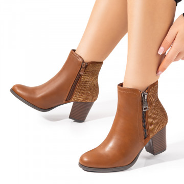 Botine dama maro cu strasuri aplicate si fermoar decorativ MOD10762, 3, modlet.ro