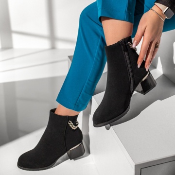 Botine dama negre cu toc gros MOD12906, 3, modlet.ro