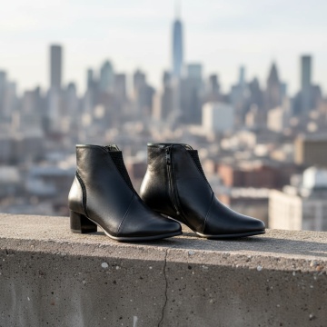 Botine dama negre cu toc mic si fermoar lateral MOD07333, 5, modlet.ro